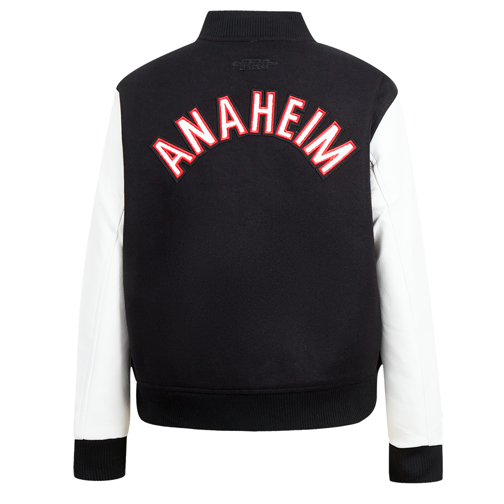 NHL ANAHEIM DUCKS CLASSIC WOMEN'S WOOL VARSITY JACKET (BLACK/WHITE)