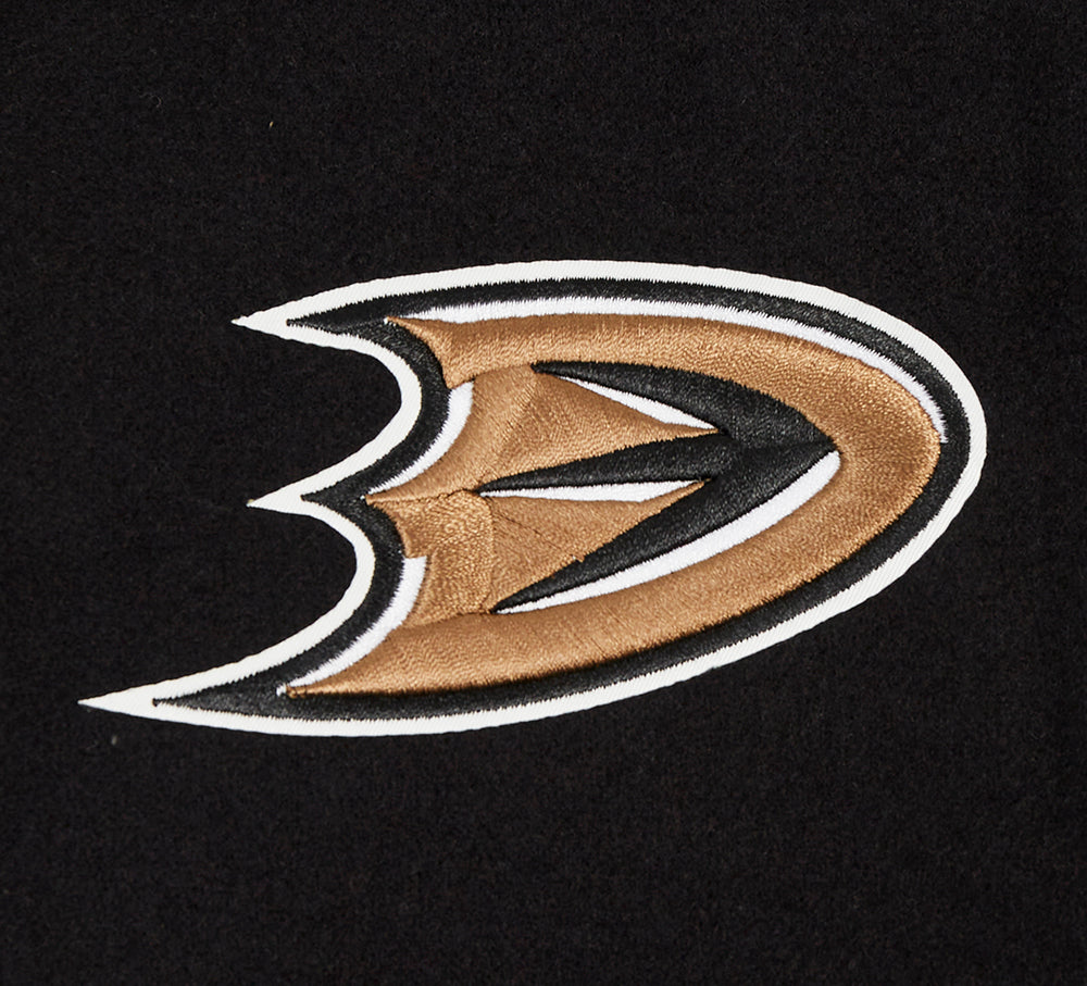 NHL ANAHEIM DUCKS CLASSIC WOMEN'S WOOL VARSITY JACKET (BLACK/WHITE)