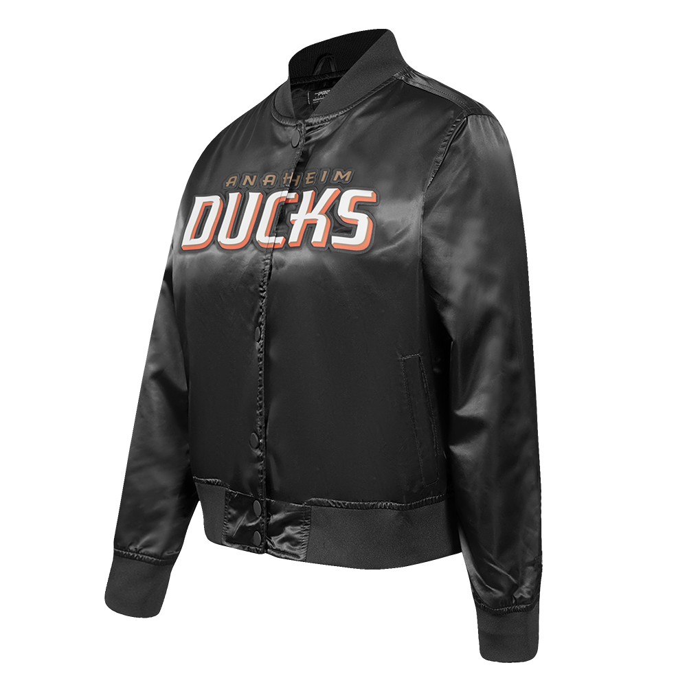 NHL ANAHEIM DUCKS CLASSIC WOMEN'S SATIN JACKET (BLACK)