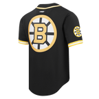 NHL BOSTON BRUINS MESH MEN'S MESH BUTTON DOWN SHIRT (BLACK/YELLOW)