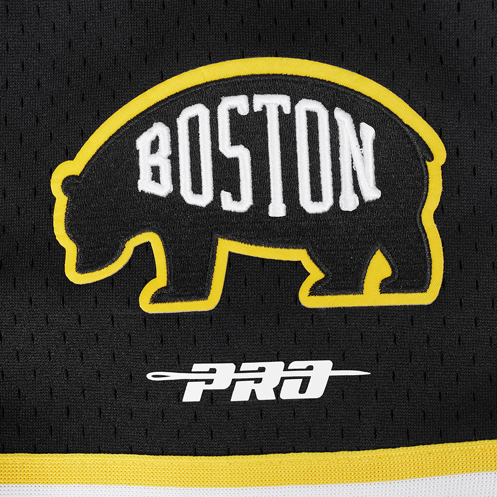 NHL BOSTON BRUINS MESH MEN'S MESH BUTTON DOWN SHIRT (BLACK/YELLOW)
