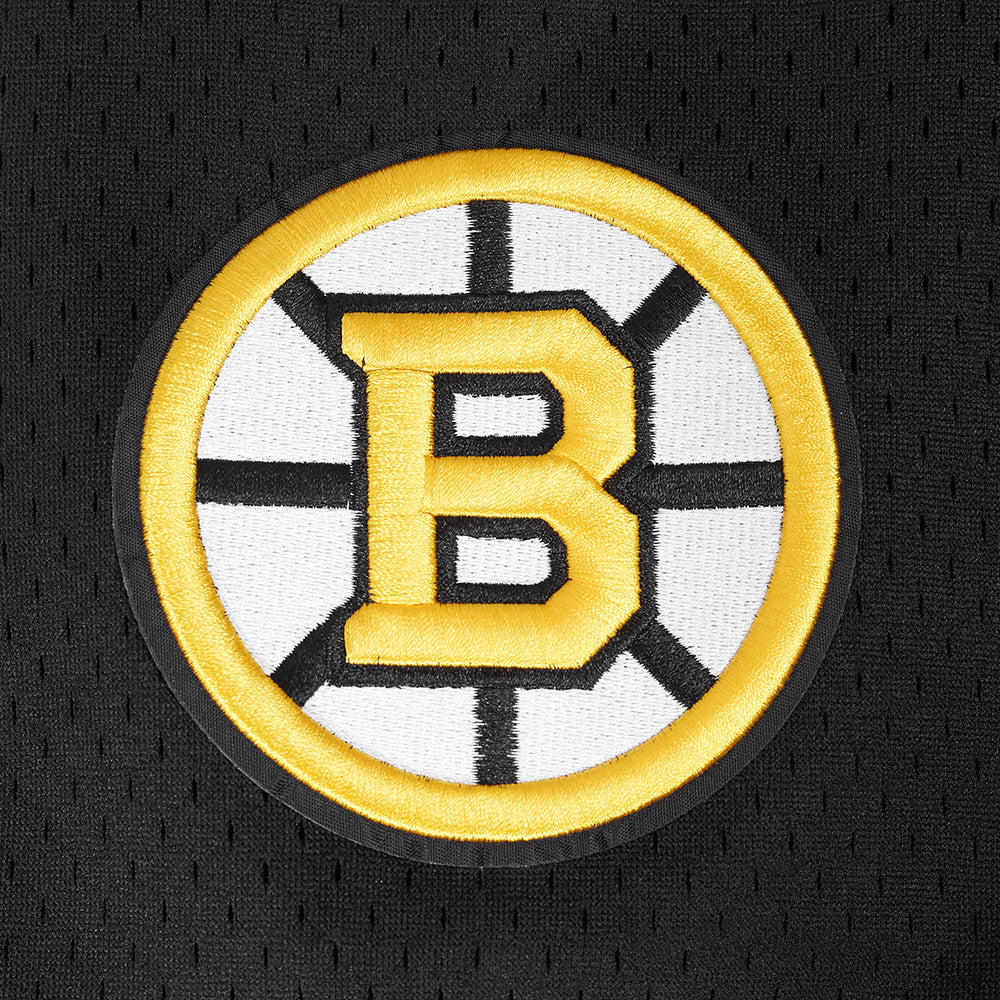 NHL BOSTON BRUINS MESH MEN'S MESH BUTTON DOWN SHIRT (BLACK/YELLOW)