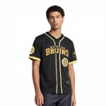 NHL BOSTON BRUINS MESH MEN'S MESH BUTTON DOWN SHIRT (BLACK/YELLOW)