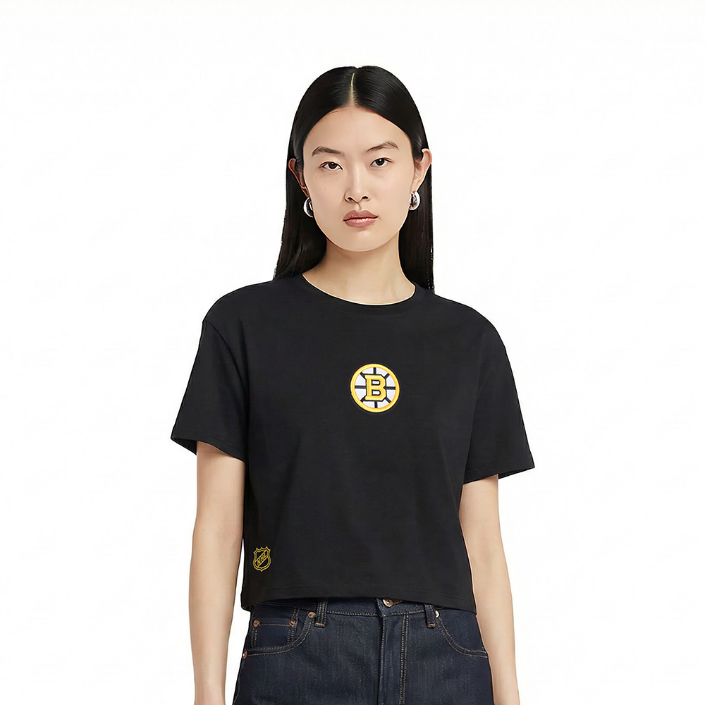 NHL BOSTON BRUINS WINGSPAN WOMEN'S SJ BOXY TEE (BLACK)