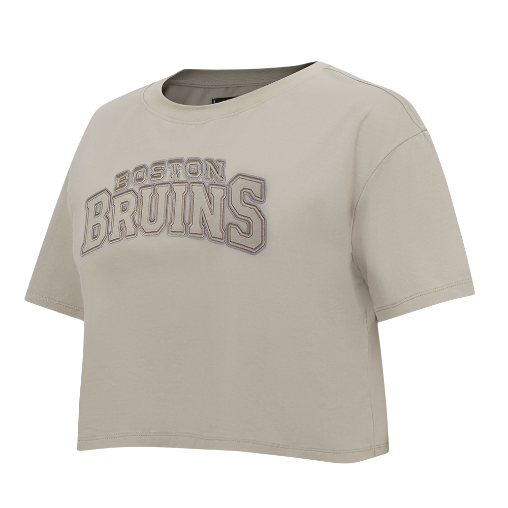 NHL BOSTON BRUINS NEUTRAL T-SHIRT EN JERSEY SIMPLE À COUPE CARRÉE POUR FEMME (TAUPE)