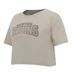NHL BOSTON BRUINS NEUTRAL T-SHIRT EN JERSEY SIMPLE À COUPE CARRÉE POUR FEMME (TAUPE)