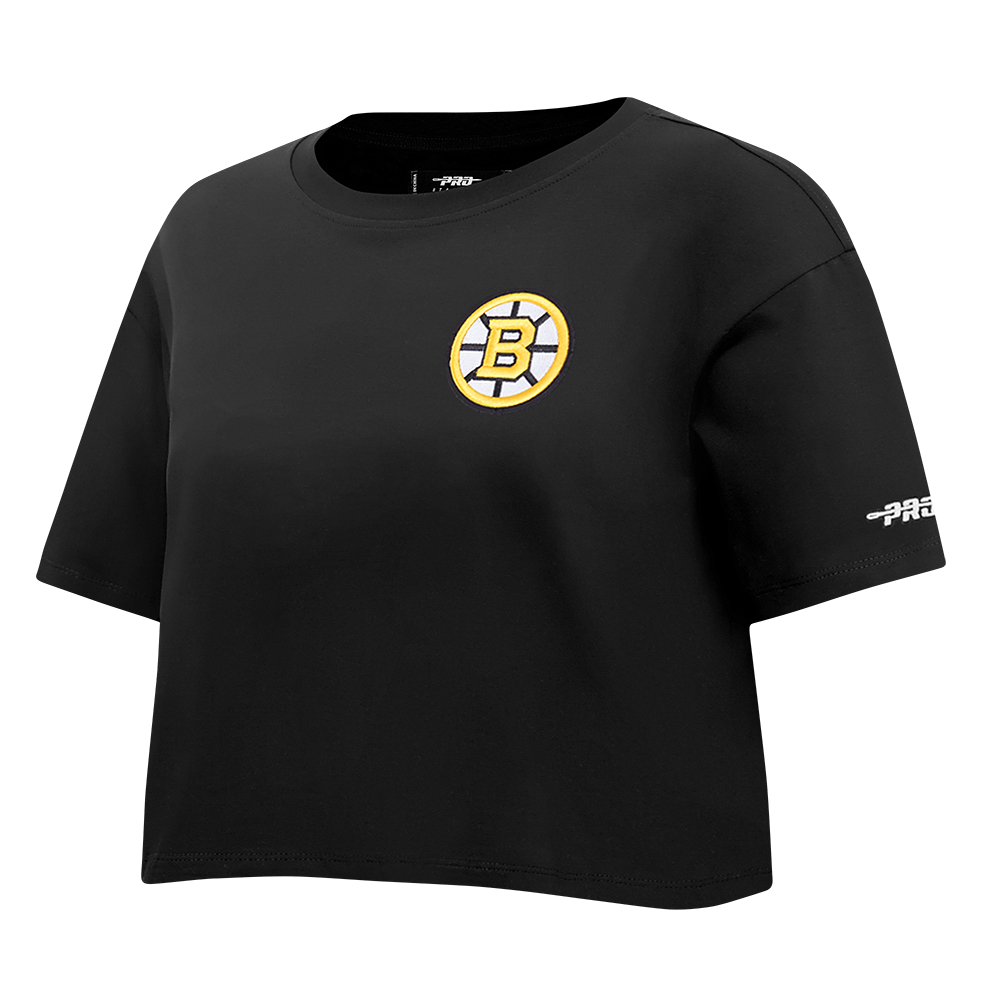 NHL BOSTON BRUINS CLASSIC CHENILLE WOMEN'S SJ BOXY TEE (BLACK)