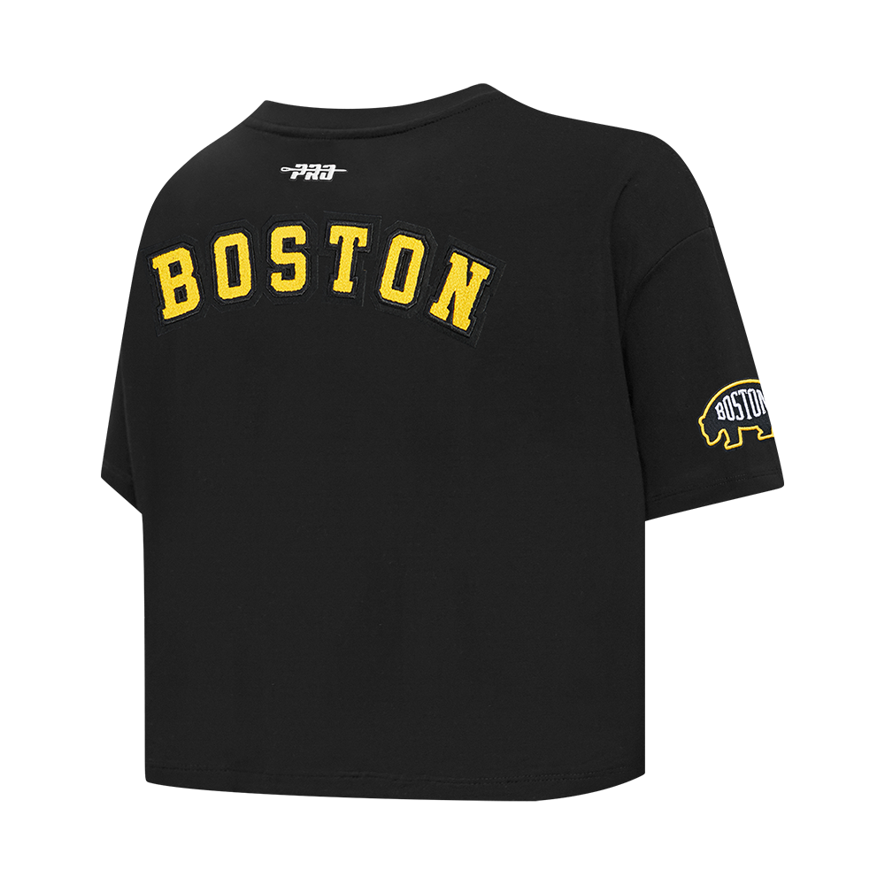 NHL BOSTON BRUINS CLASSIC CHENILLE WOMEN'S SJ BOXY TEE (BLACK)