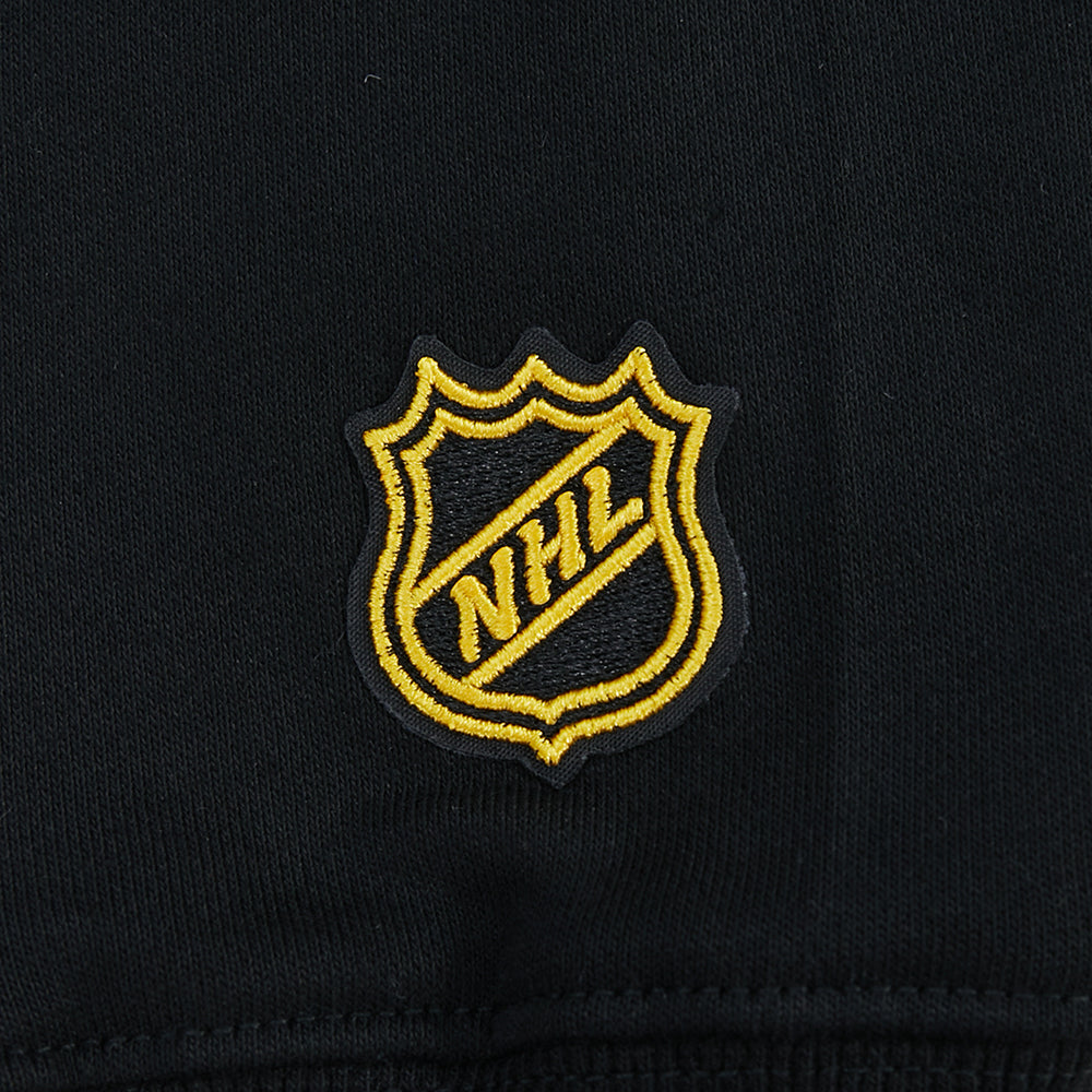NHL BOSTON BRUINS CLASSIC WOMEN'S CHENILLE WOMEN'S FLC CROPPED PO HOODIE (BLACK)