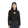 NHL BOSTON BRUINS CLASSIC WOMEN'S CHENILLE WOMEN'S FLC CROPPED PO HOODIE (BLACK)