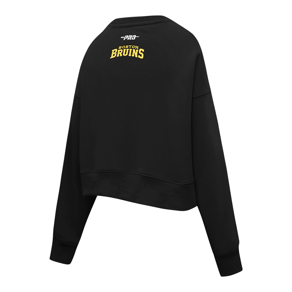 NHL BOSTON BRUINS CLASSIC CHANDAIL À COL ROND EN MOLLETON ET CHENILLE POUR FEMME (NOIR)