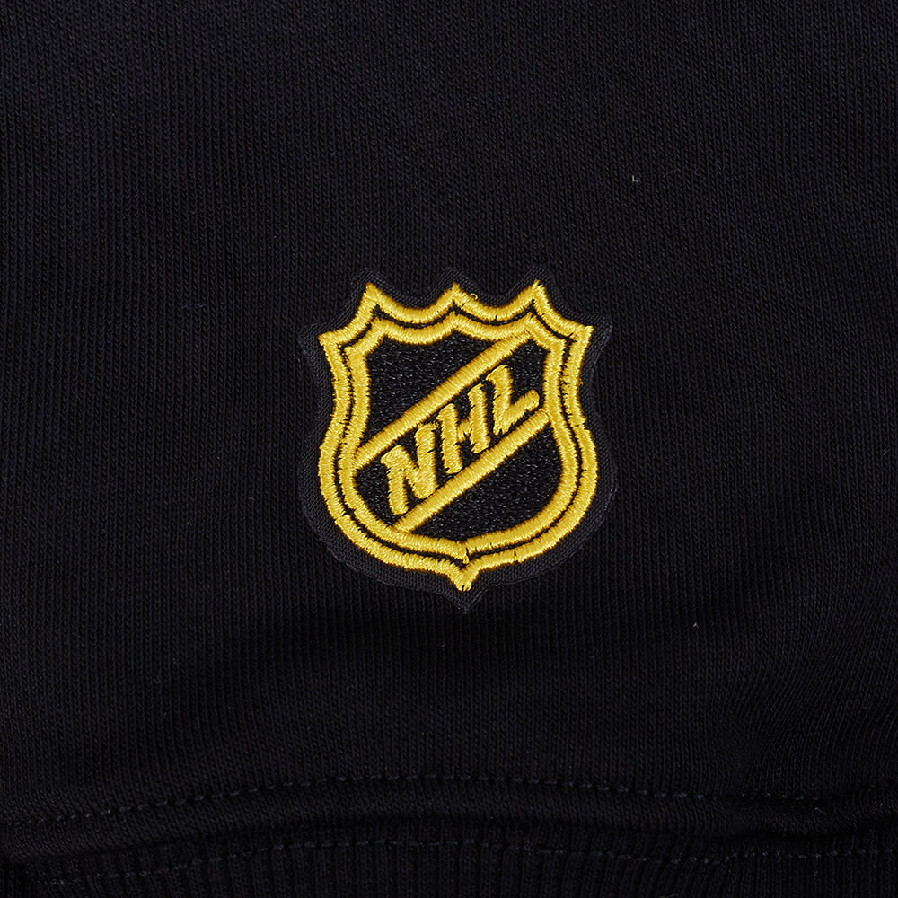NHL BOSTON BRUINS CLASSIC CHANDAIL À COL ROND EN MOLLETON ET CHENILLE POUR FEMME (NOIR)