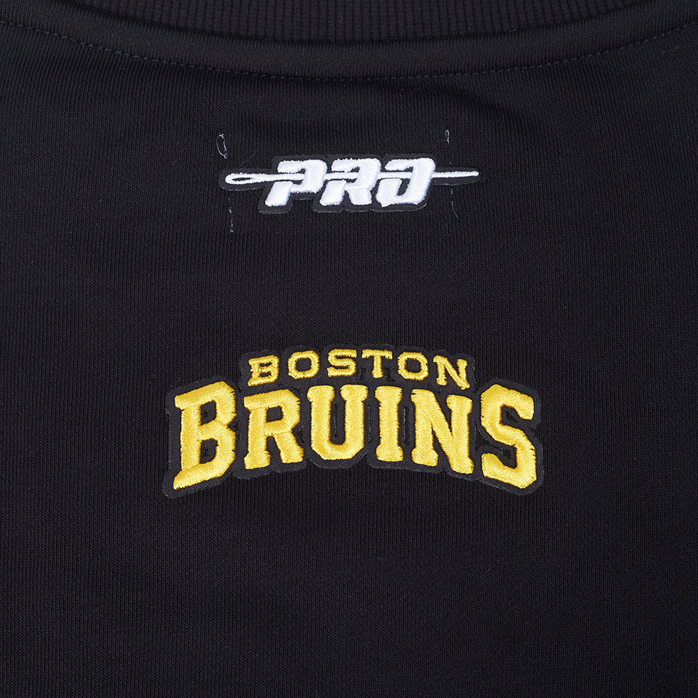 NHL BOSTON BRUINS CLASSIC CHANDAIL À COL ROND EN MOLLETON ET CHENILLE POUR FEMME (NOIR)