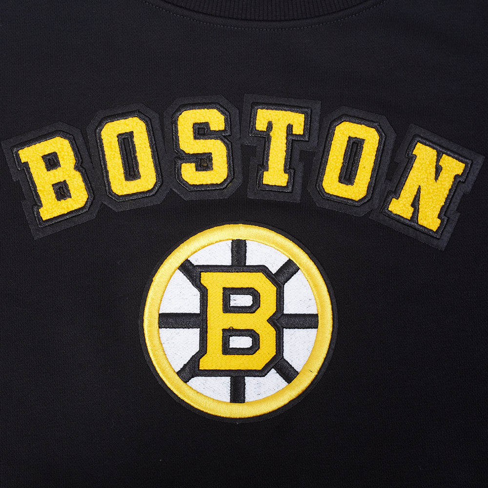 NHL BOSTON BRUINS CLASSIC CHANDAIL À COL ROND EN MOLLETON ET CHENILLE POUR FEMME (NOIR)