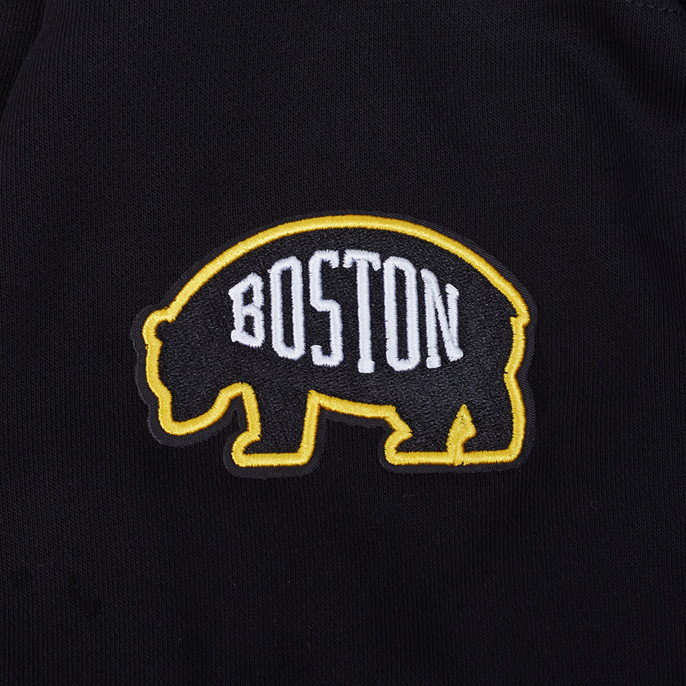 NHL BOSTON BRUINS CLASSIC CHANDAIL À COL ROND EN MOLLETON ET CHENILLE POUR FEMME (NOIR)