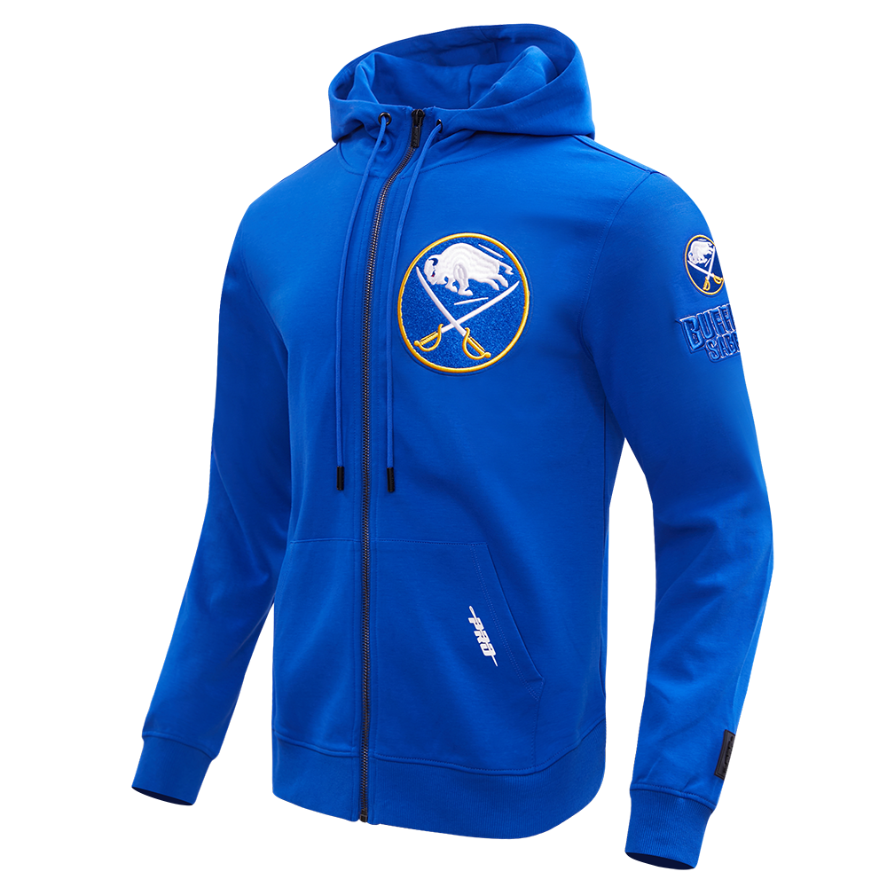 NHL BUFFALO SABRES CLASSIC CHENILLE MEN'S FULL ZIP PULLOVER HOODIE (ROYAL BLUE)