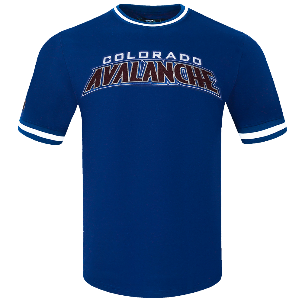 NHL COLORADO AVALANCHE CLASSIC CHENILLE T-SHIRT EN MAILLE DOUBLE POUR HOMME (BLEU DODGER)