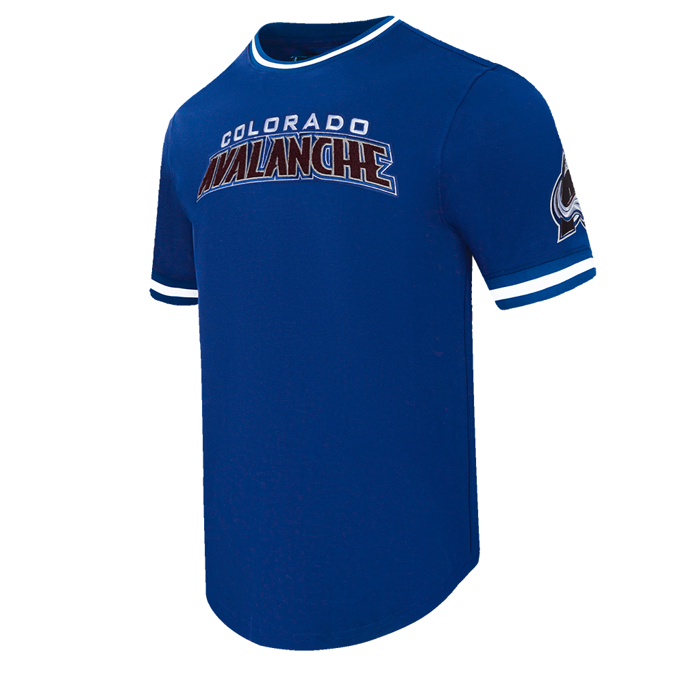 NHL COLORADO AVALANCHE CLASSIC CHENILLE T-SHIRT EN MAILLE DOUBLE POUR HOMME (BLEU DODGER)