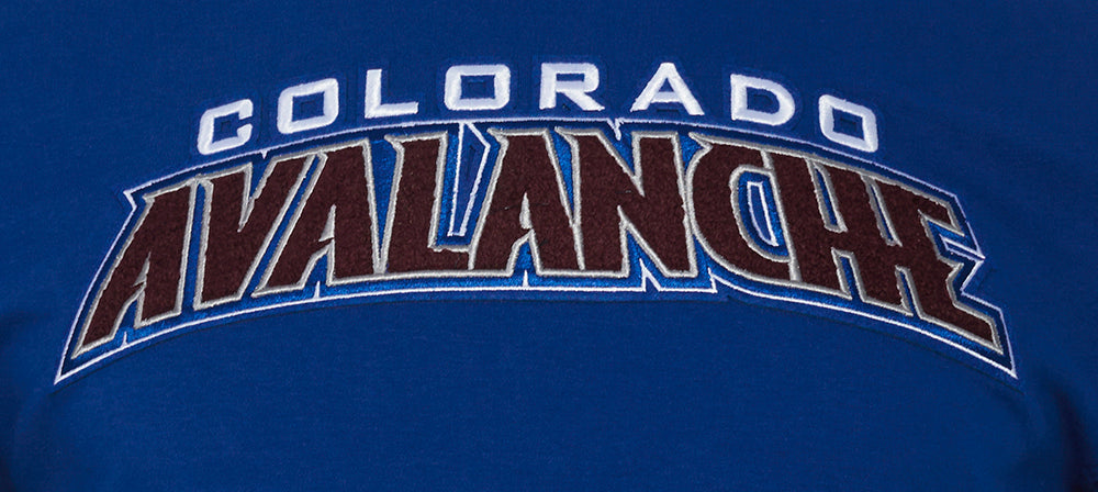 NHL COLORADO AVALANCHE CLASSIC CHENILLE T-SHIRT EN MAILLE DOUBLE POUR HOMME (BLEU DODGER)