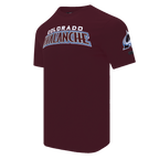 NHL COLORADO AVALANCHE CLASSIC CHENILLE T-SHIRT EN JERSEY SIMPLE POUR HOMME (LIE-DE-VIN)