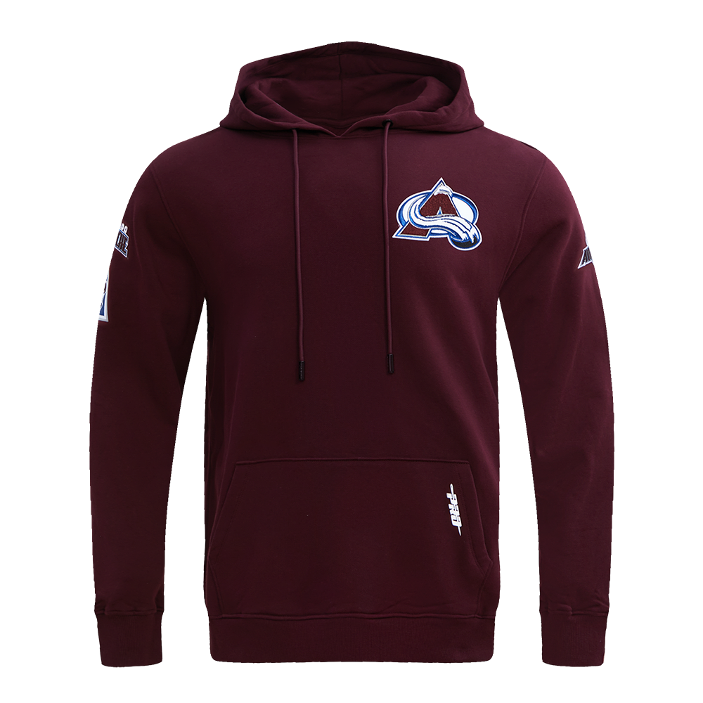 NHL COLORADO AVALANCHE CLASSIC CHENILLE CHANDAIL À CAPUCHON EN MAILLE DOUBLE POUR HOMME (LIE-DE-VIN)
