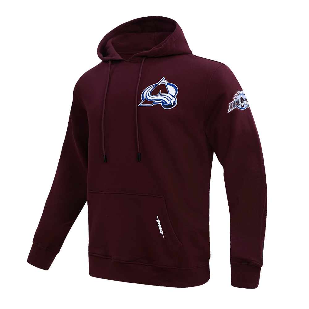 NHL COLORADO AVALANCHE CLASSIC CHENILLE CHANDAIL À CAPUCHON EN MAILLE DOUBLE POUR HOMME (LIE-DE-VIN)