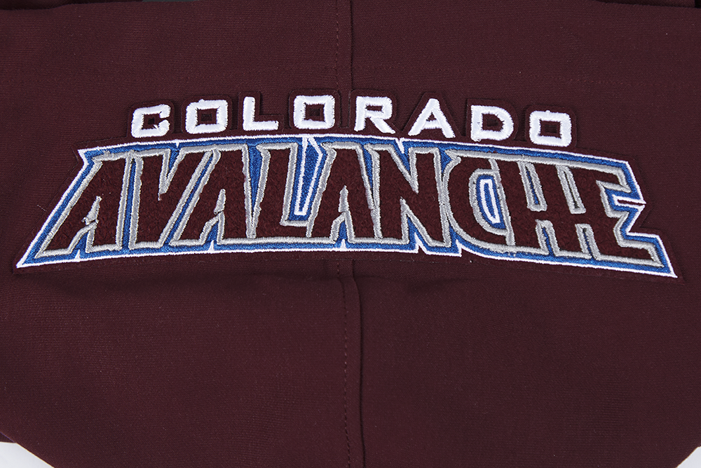 NHL COLORADO AVALANCHE CLASSIC CHENILLE CHANDAIL À CAPUCHON EN MAILLE DOUBLE POUR HOMME (LIE-DE-VIN)