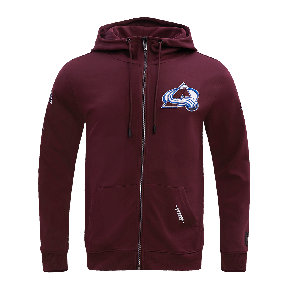 NHL COLORADO AVALANCHE CLASSIC CHENILLE MEN'S DK FZ PO HOODIE (WINE)