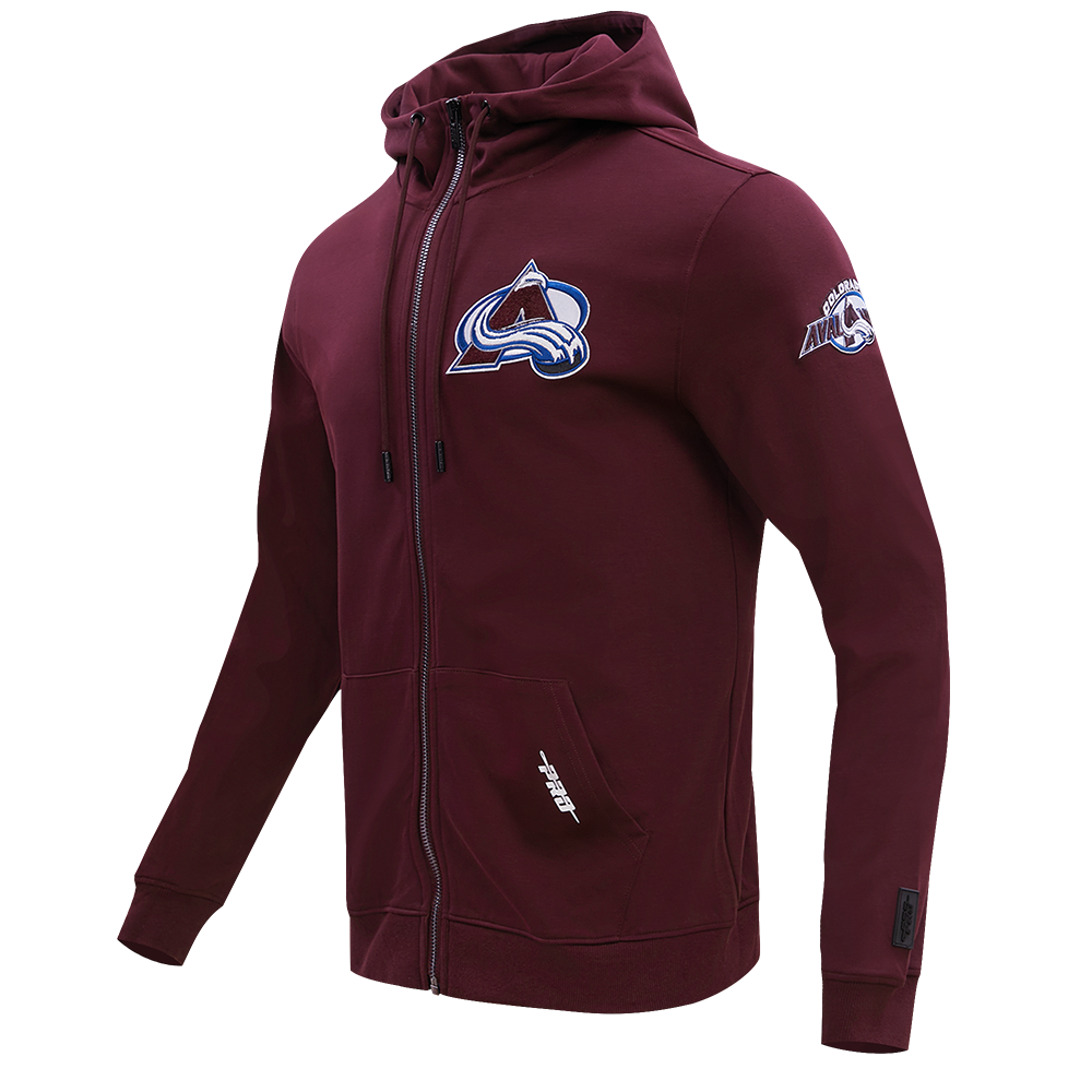 NHL COLORADO AVALANCHE CLASSIC CHENILLE MEN'S DK FZ PO HOODIE (WINE)