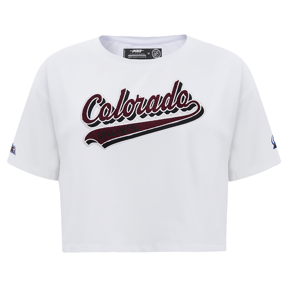NHL COLORADO AVALANCHE SCRIPT TAIL WOMEN'S SJ BOXY TEE (WHITE)