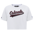 NHL COLORADO AVALANCHE SCRIPT TAIL WOMEN'S SJ BOXY TEE (WHITE)