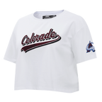 NHL COLORADO AVALANCHE SCRIPT TAIL WOMEN'S SJ BOXY TEE (WHITE)