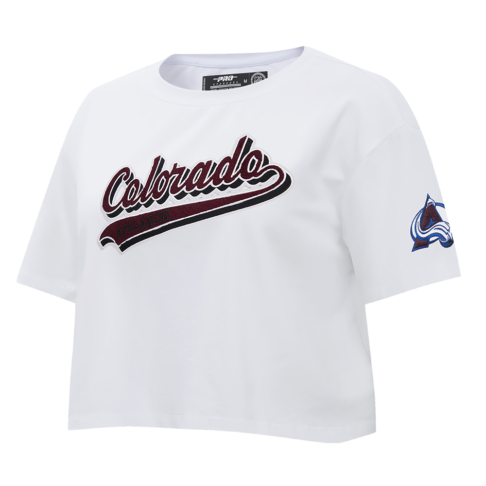 NHL COLORADO AVALANCHE SCRIPT TAIL WOMEN'S SJ BOXY TEE (WHITE)