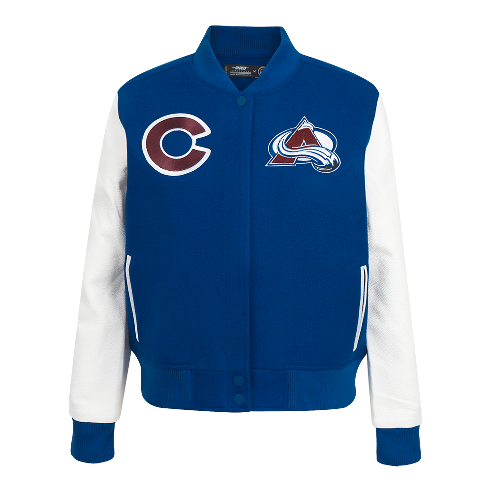 NHL COLORADO AVALANCHE CLASSIC CHENILLE WOMEN'S VARSITY JACKET (DODGER BLUE/WHITE)