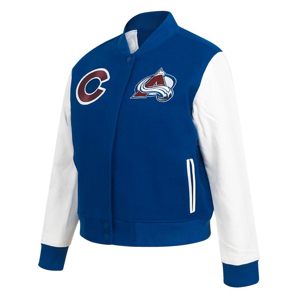 NHL COLORADO AVALANCHE CLASSIC CHENILLE WOMEN'S VARSITY JACKET (DODGER BLUE/WHITE)