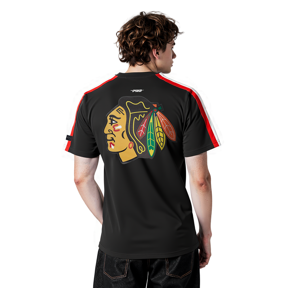 NHL CHICAGO BLACKHAWKS CLASSIC MESH SJ STRIPED TEE (NOIR/ROUGE)