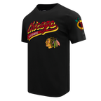 NHL CHICAGO BLACKHAWKS SCRIPT TAIL T-SHIRT EN JERSEY SIMPLE POUR HOMME (NOIR)