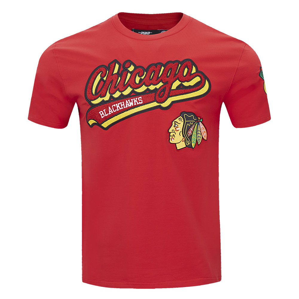 NHL CHICAGO BLACKHAWKS SCRIPT TAIL MEN'S SJ TEE (RED)