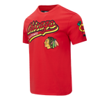 NHL CHICAGO BLACKHAWKS SCRIPT TAIL MEN'S SJ TEE (RED)