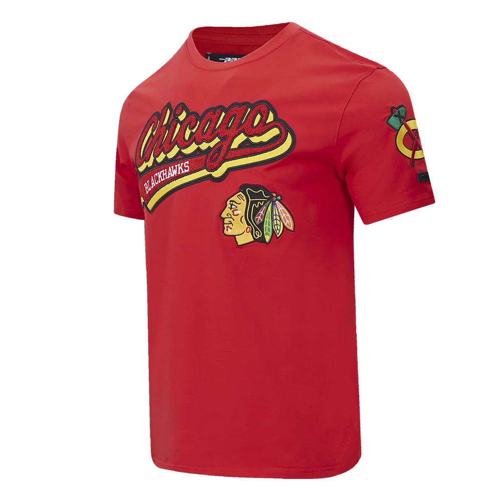 NHL CHICAGO BLACKHAWKS SCRIPT TAIL MEN'S SJ TEE (RED)