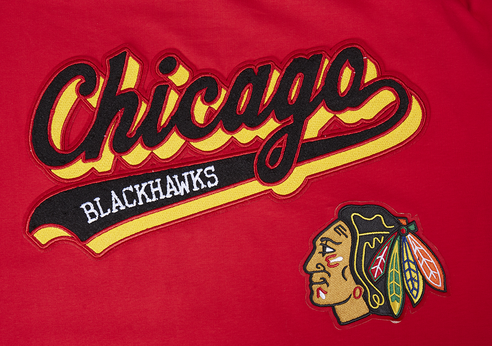 NHL CHICAGO BLACKHAWKS SCRIPT TAIL MEN'S SJ TEE (RED)