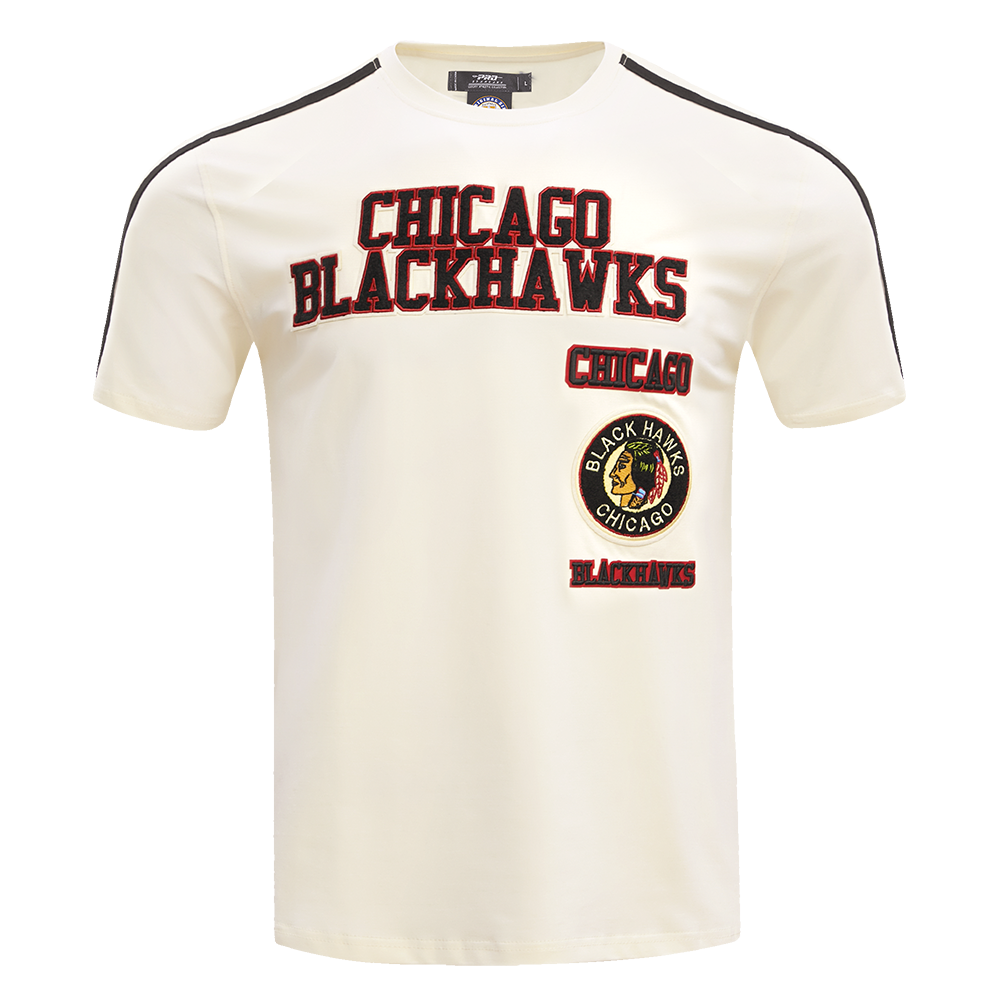 NHL CHICAGO BLACKHAWKS RETRO CLASSIC MEN'S SJ STRIPED TEE (EGGSHELL/ BLACK)