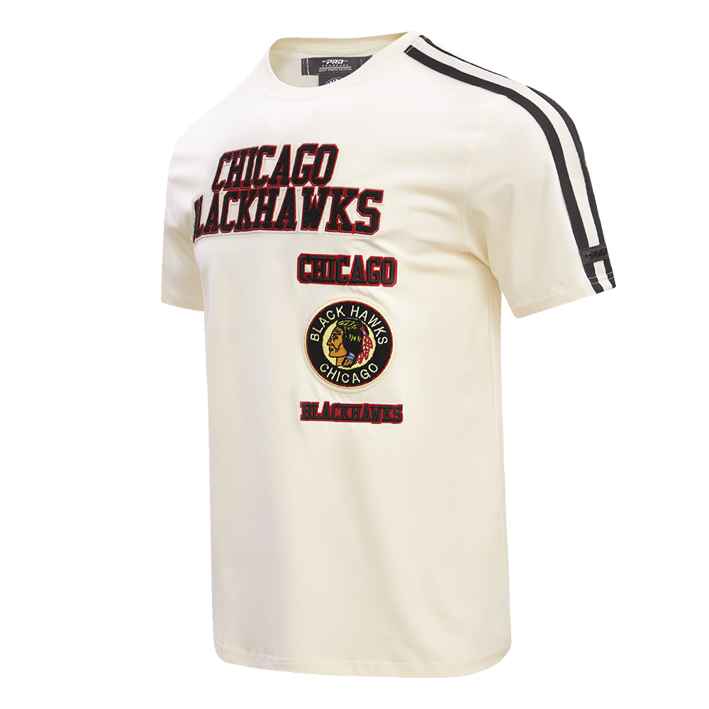 NHL CHICAGO BLACKHAWKS RETRO CLASSIC MEN'S SJ STRIPED TEE (EGGSHELL/ BLACK)