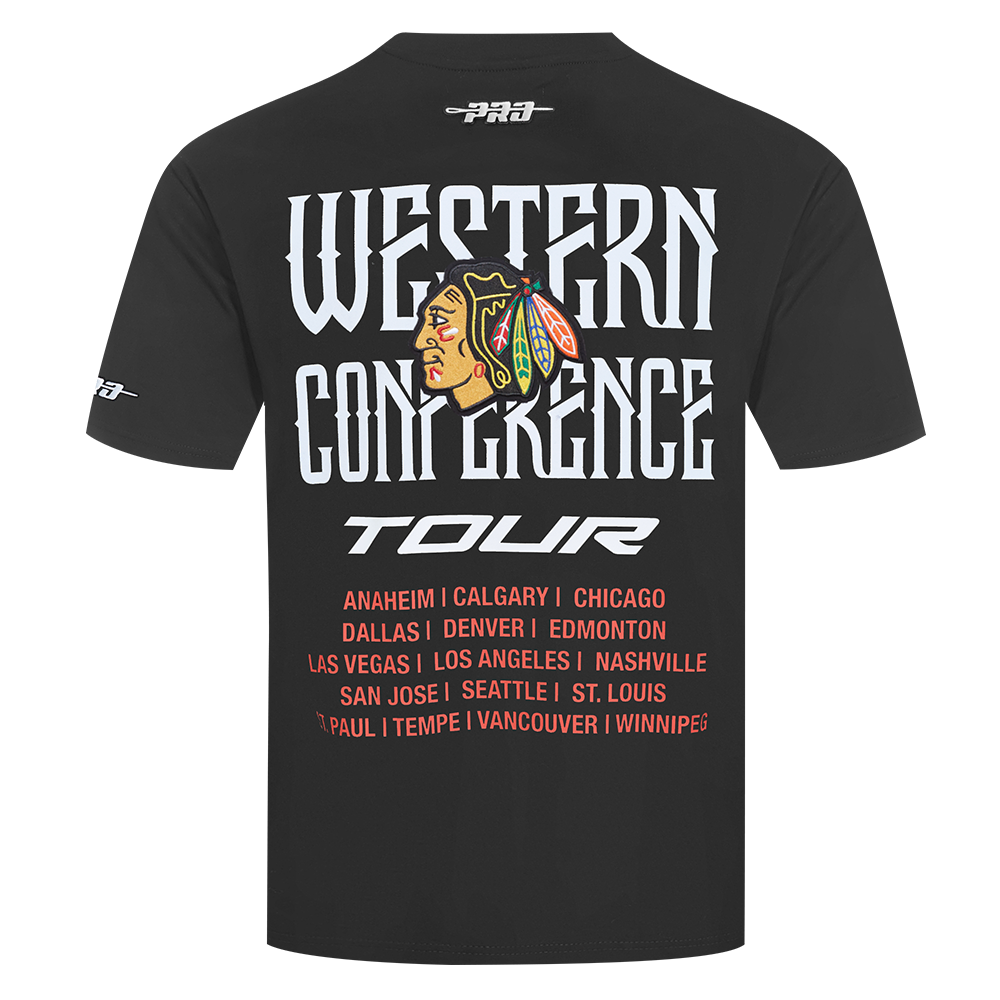 NHL CHICAGO BLACKHAWKS CITY TOUR 2.0 MEN'S CJ DROP SHOULDER TEE (BLACK)