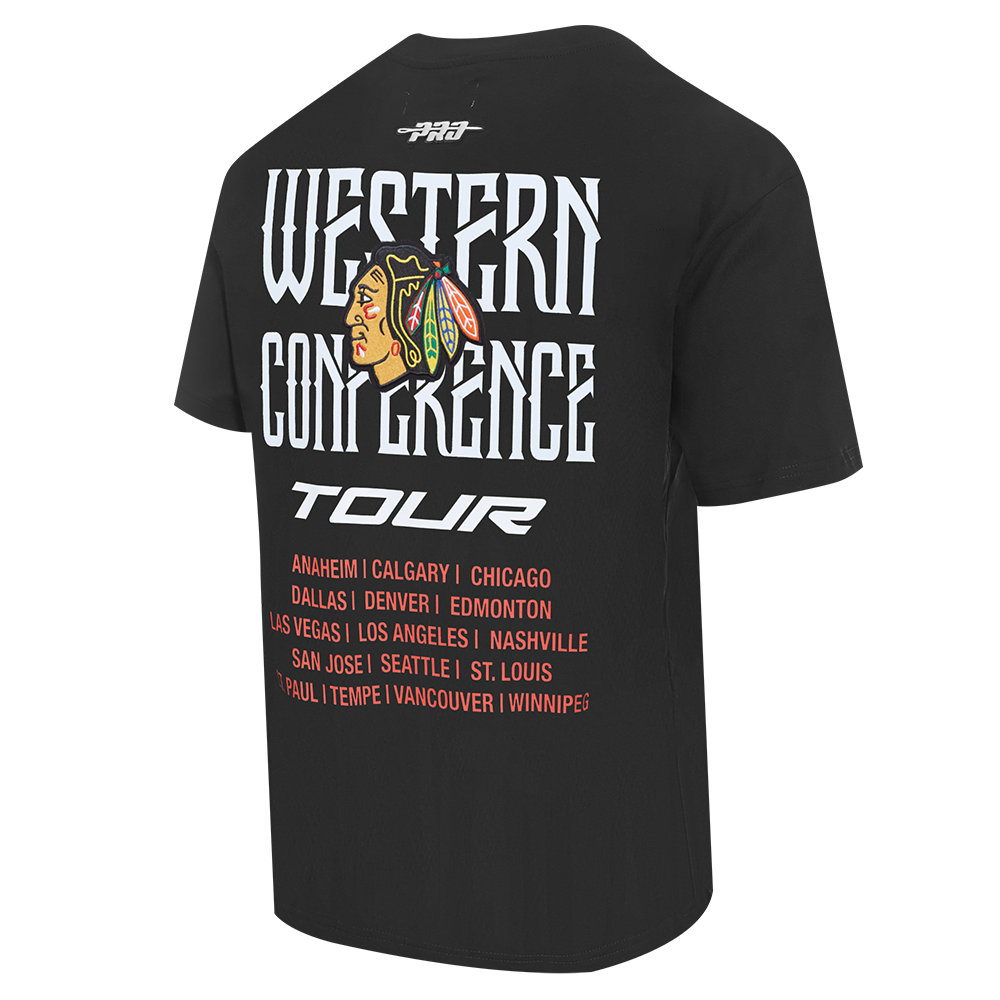 NHL CHICAGO BLACKHAWKS CITY TOUR 2.0 MEN'S CJ DROP SHOULDER TEE (BLACK)