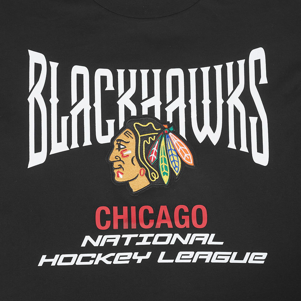 NHL CHICAGO BLACKHAWKS CITY TOUR 2.0 MEN'S CJ DROP SHOULDER TEE (BLACK)