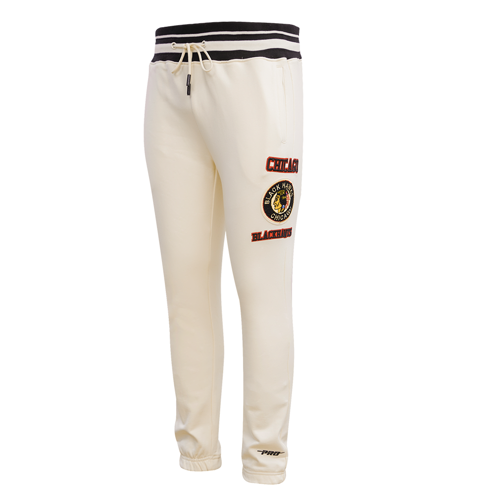 NHL CHICAGO BLACKHAWKS RETRO CLASSIC MEN'S FLC SWEATPANT (EGGSHELL/ BLACK)