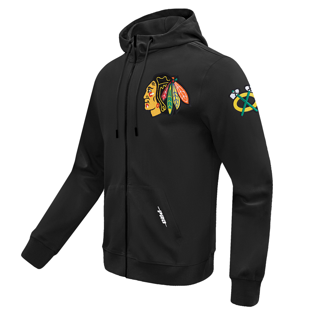 NHL CHICAGO BLACKHAWKS CLASSIC CHENILLE MEN'S DK FZ PO HOODIE (BLACK)