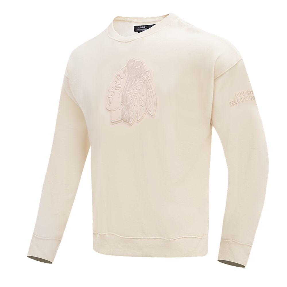 NHL CHICAGO BLACKHAWKS NEUTRAL MEN'S DROP SHOULDER FLC CREWNECK (EGGSHELL)