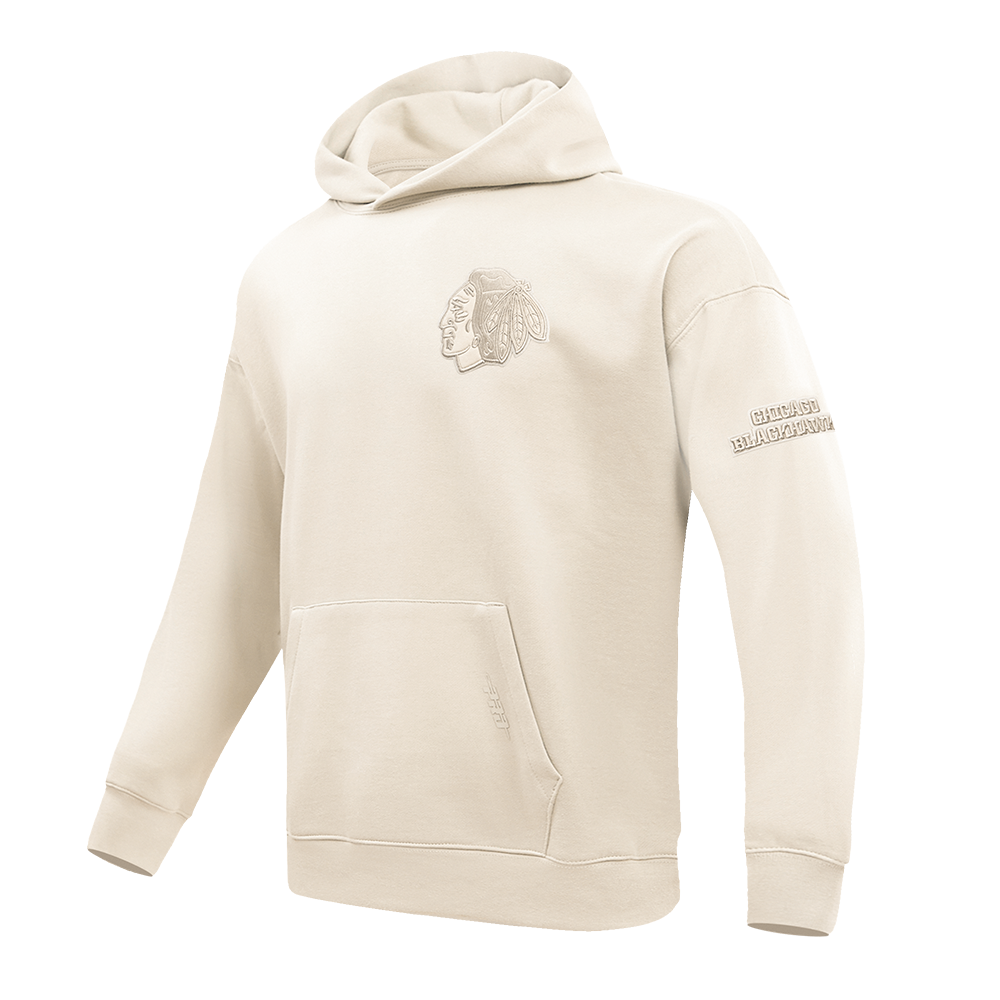 NHL CHICAGO BLACKHAWKS NEUTRAL MEN'S DROP SHOULDER FLC PO HOODIE (EGGSHELL)